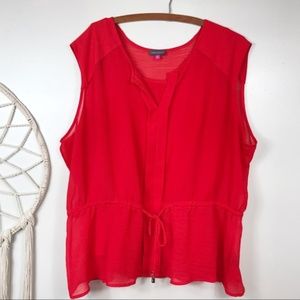 Vince Camuto Sheer Red Sleeveless Blouse